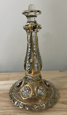 Antique BACCARAT Crystal Candle Holder - Enamel & Gold Gilt Floral Medallion picture