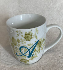 Pier 1 Ava Porcelain Monogram “A” ceramic Floral Coffee Mug cup 10 oz picture