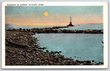 1930 Entrance To Harbor Scituate Massachusetts Moonlight & Beach Posted Postcard picture