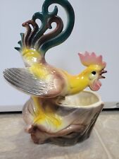 Vtg Mid Century Ceramic Maddux Of California Rare Rooster Hand Painted Planter picture