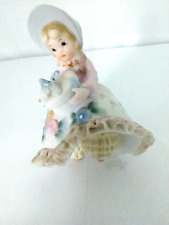 Lefton Little Girl with Bloomers, Holding a Hatbox Porcelain Figurine picture