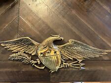 Vintage Sexton American Bald Eagle Brass Wall Plaque Figurine 20” Long USA picture