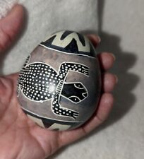 Vintage KENYA Hand Made Carved Stone Egg Etched & Painted LIZARD picture