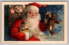 Postcard John Winsch Santa Claus Clause Holding Devil Jack In The Box c1913 Emb picture
