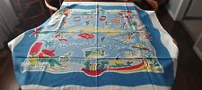 Vintage Cotton Colorful Map of Cuba Cotton Tablecloth Many Graphics 48x49 picture