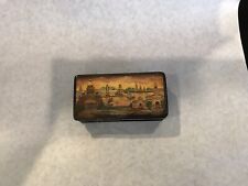 Fedoskino Hand Painted Russian Black Lacquer Hinged Trinket Box black, signed picture