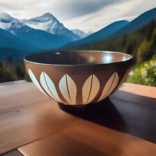 Cathrineholm Brown and White Stripe Lotus 5 1/2” Small Enamelware Bowl picture
