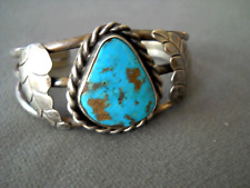 Native American Navajo Fool's Gold Morenci Turquoise Sterling Silver Bracelet picture