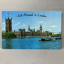Postcard Chrome Just Arrived in London England Houses of Parliament River picture