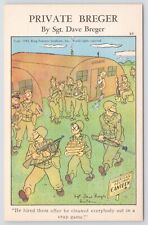 Military Comics~Artist Sgt Dave Breger~WWII~Won At Craps~Hired Guards~Linen PC picture