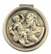 N.G. Pewter Baby Jesus and Saint Christopher Auto Visor Clip for Car, 1 5/8 Inch picture