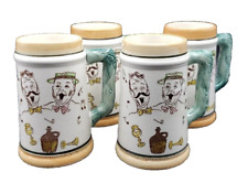 4 Vintage Beer Stein Ceramic Mugs Singing Duo 14oz                       Set of  picture