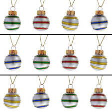Striped Multi Color Ball Ornaments Set/12 picture
