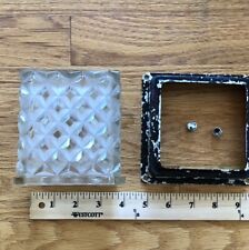 Vintage Clear Glass Square Porch Light Cover Diamond MCM Includes Mounting Plate picture
