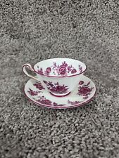 Vintage Royal Chelsea English Bone China Purple Rose Tea Cup & Saucer Set 4096A picture