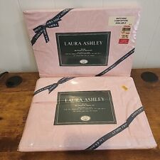 2 Vintage Laura Ashley Home Salon Rose Pink Queen Flat Sheets Brand New  picture