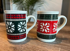 Set of 2, Eddie Bauer Snowflake Christmas Holiday Coffee Mug picture
