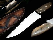 RARE CUSTOM HANDMADE HUNTING DAGGER SURVIVAL KNIFE WALNUT WOOD GRIP & SHEATH picture