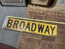 ORIGINAL VINTAGE NYC NEW YORK CITY BROADWAY STREET SIGN W/ BRACKET picture