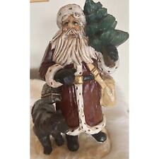 VINTAGE SANTA FIGURE Rustic Black Bear Tree Figurine 10” Christmas picture