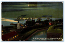 c1910 US Battleship Fleet Hampton Roads Old Point Comfort VA Postcard picture