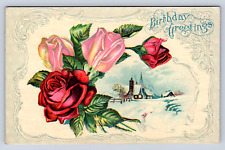 Vintage Postcard Birthday Greetings Floral 1908 picture