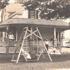 1906 RPPC Family House Children Swing Set South Trenton New York Photo Postcard picture