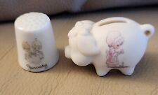 Precious Moments Miniature Piggy  Bank And Thimble (January) picture