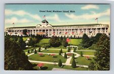 Mackinac Island MI-Michigan, Grand Hotel & Grounds, Antique Vintage Postcard picture