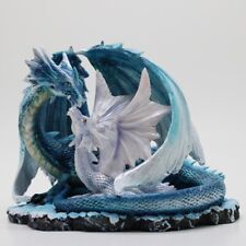Blue Mom and White Baby Dragon Figurine Height = 5.5