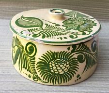 Vintage Mexican Tlaquepaque Pottery 1 Handle Covered Green Casserole Dish picture