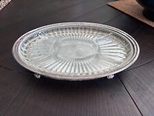 Leonard Silverplate Pierced Oval Serving Tray Divided Glass picture