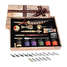 NC Quill Pen Ink Set,includes quill pen,wooden And glass dip pen,6 bottles  picture