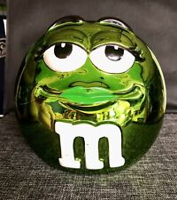 M&M's Galerie Ceramic Metallic Green Lady Candy Cookie Jar Canister 2003 picture