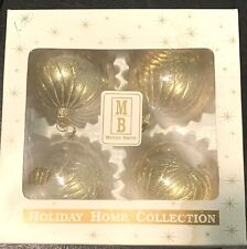 Merry Brite Glass Christmas Ornaments Gold Glitter picture