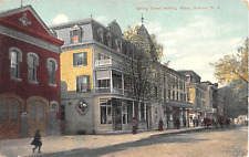 c.1910 Fire Station? & Stores Spring St. looking West Newton NJ post card picture