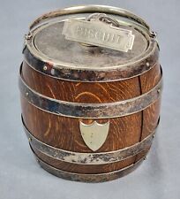 Vintage JOHN GRINSELL & SONS Silverplate BISCUIT Ice Bucket OAK BARREL picture