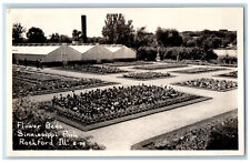Rockford Illinois IL Postcard Flower Beds Sinnissippi Park c1940's RPPC Photo picture