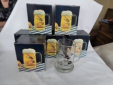 1982 Original AVON FLYING GEESE Heavy CLEAR GLASS TALL MUG NEW 5.5in SET OF 6 picture