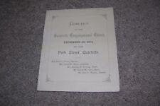 Antique Concert Program 1874 Boston MA Park Street Quartette Concert picture