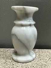 4” Onyx Stone Vase or Skinny Taper Candle Gray Marbling in Excellent Condition picture