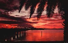 Postcard FL Clearwater Bay Sunset Causeway Posted 1963 Chrome Vintage PC G4348 picture