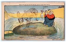 c1905 Fat Man Praying Big Stone Horse Heat Up American Journal Antique Postcard picture