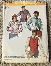 Vtg 1972 Simplicity Pattern #5047 Men's Shirt and Vest picture