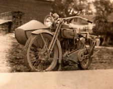 RPPC Early 1920 s Harley Davidson Motorcycle Sidecar In Yard picture