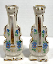 VINTAGE VIOLIN CELLO SALT AND PEPPER SHAKERS Spring Floral picture