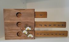 Wooden Sliding Perpetual Calendar Handmade Daisies Spring Gift Vtg picture
