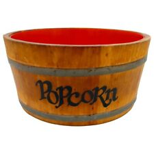 Spaulding & Frost Co. Wooden Popcorn Barrel Bowl Red Plastic Liner 11