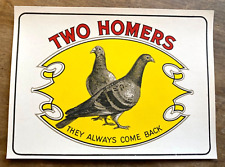 Old Vintage - TWO HOMERS - CIGAR Box LABEL - Outer -  Homing Pigeons. Original. picture