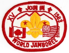 MINT 1983 Join In XV World Jamboree Patch Canada U.S. Red/White Variation picture